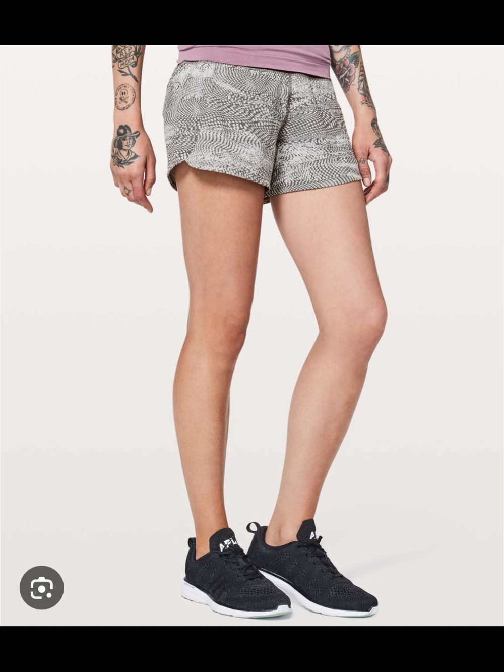 lululemon athletica Black and Gray Wave-Print Athletic Shorts